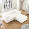 DOMETOUR White Chenille 2-Seater Sofa with Ottoman Storage, Cylindrical Backrest & Armrests, Modern Loveseat with Hidden Storage - 4 of 4
