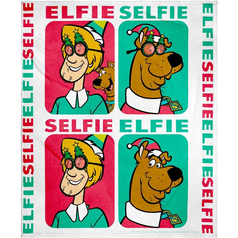 Scooby Doo Elfie Selfie Scooby and Shaggy Christmas Silk Touch Throw Blanket Multicoloured, 1 of 4