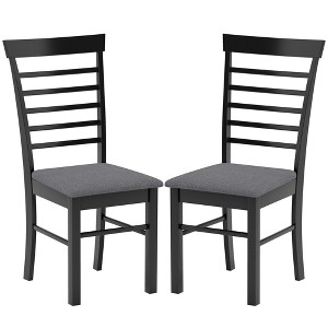 HOMCOM Wooden Dining Chairs Set, Farmhouse Upholstered Kitchen Chairs with Rubber Wood Frame for Living Room, Dining Room - 1 of 4