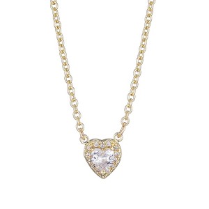 Adornia 14k Gold Plated CZ Halo Heart Necklace - 1 of 4