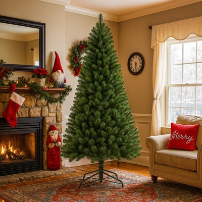 INFURNIC Artificial Trees 7FT Unlit Christmas Tree with 775 Tips and Sturdy Metal Stand for Holiday Decor, Green, 40"*40"*84"