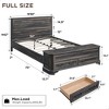 SinCiDo  Farmhouse Full Bed, with 58" Storage Chest, 2 Large Drawer,Rustic Wood Platform Bed, with Headboard and Storage Bench, Dark Rustic Oak - 3 of 4