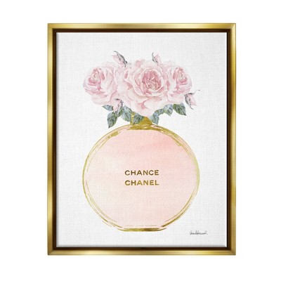 Stupell Industries Pink and Gold Round Perfume Bottle with Roses