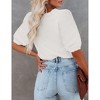 Women's Lightweight Short Sleeve Crewneck Sweaters Knit Pullover Tops with Casual Crochet Sleeve Blouse,Creamy white(Basic Sleeve) - S - 3 of 3