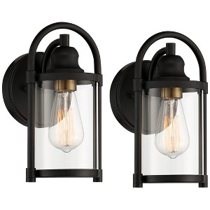 John Timberland Avani Modern Outdoor Wall Light Fixtures Set Of 2 Black Metal 10 1 4 Clear Glass For Post Exterior Barn Deck House Porch Yard Patio Target