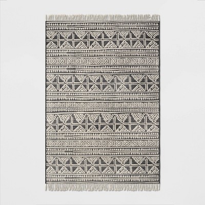 Photo 1 of 7' X 10' Tasseled Outdoor Rug Charcoal - Opalhouse
