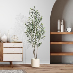 Syemin Artificial Plants Large Artificial Olive Tree Indoor Outdoor Decor Artificial Plants for Home Decor Chr, Green, 10.6"*10.6"*45" - 1 of 4