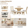 YOOCOZZ 5-Piece Rustic Round Dining Set with 3 Upholstered Chairs & Curved Bench - Natural - 4 of 4