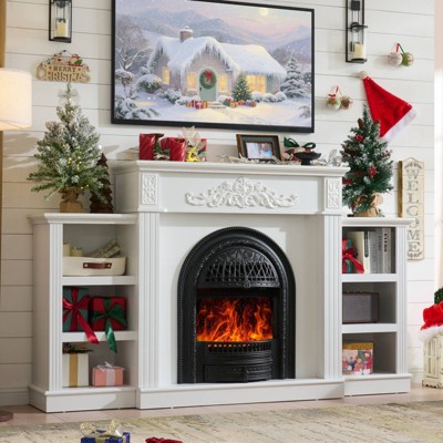 Farmhouse Electric Fireplace TV Stand with 30" Electric Fireplaces Heater