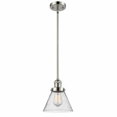 Cone - 1 Light Stem Hung Mini Pendant In Industrial Style-10 Inches Tall and 8 Inches Wide