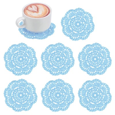 Unique Bargains Round Handmade Crochet Cotton Cup Coaster Placemats Home Decoration