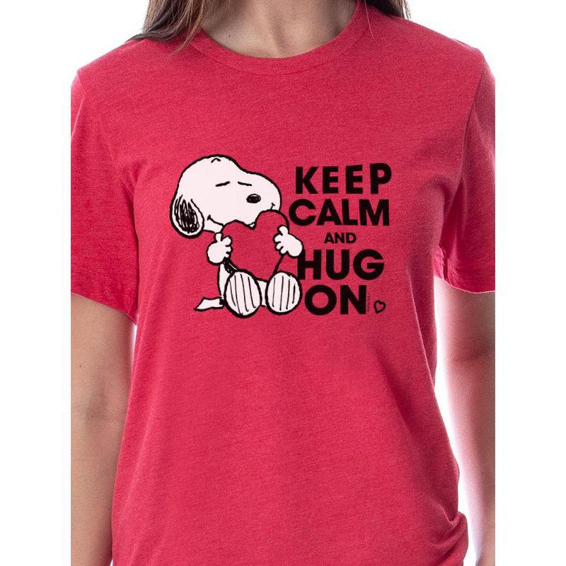 Peanuts Womens' Snoopy Keep Calm And Hug On Valentines Sleep Pajama Set, 2 of 5