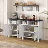 Okak Modern 3-Shelf & 4-Door Sideboard Half-Open Storage Cabinet for Dining Room,Kitchen Pantry Cabinets with Power Outlets & USB Ports - 3 of 4