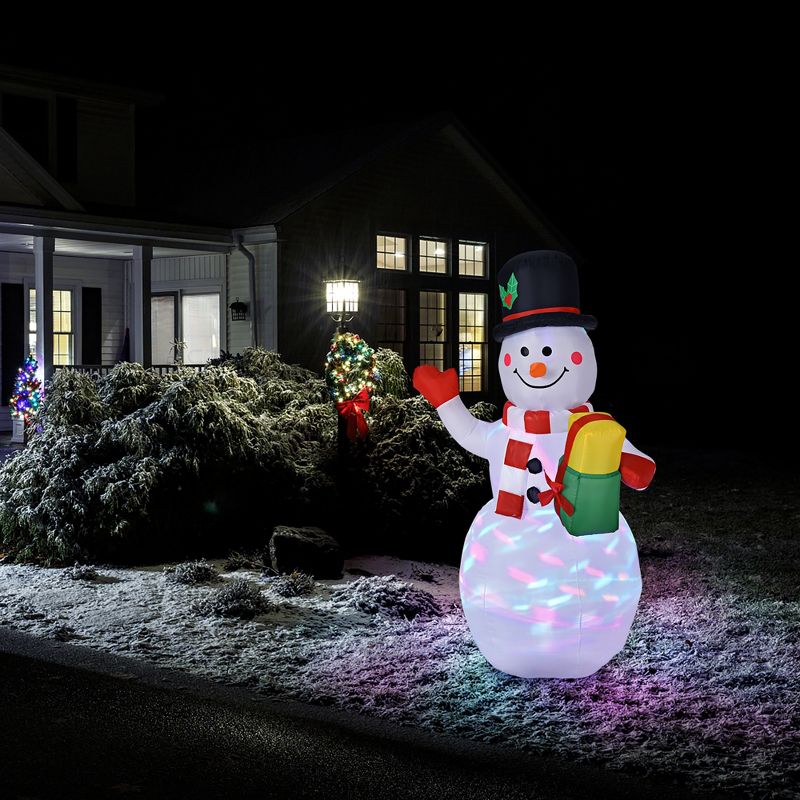 5 FT Tall Snowman Inflatable Blow up Inflatable w/Built-in Colorful LED Lights, 2 of 13