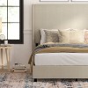 Taylor & Logan Queen 57" High Kellan Platform Bed Beige: Chic Wingback Headboard, Foam Padded, Wood Slats - 3 of 4
