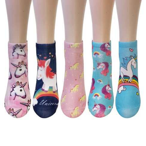 Wrapables 3D Novelty Funny Ankle Socks, Unicorns - image 1 of 3