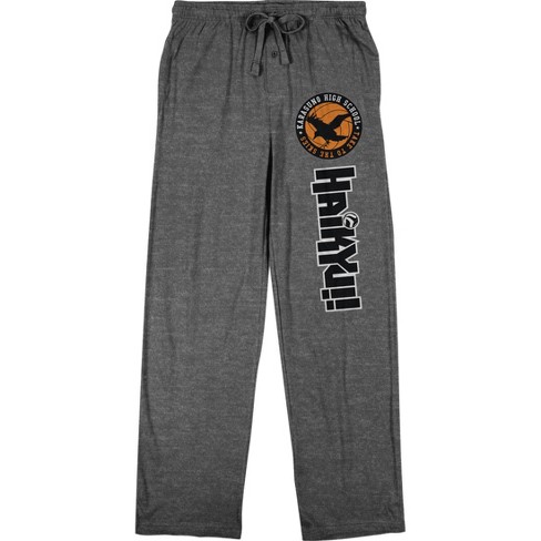 Haikyu Karasuno High School Logo Charcoal Gray Pajama Pants 3xl