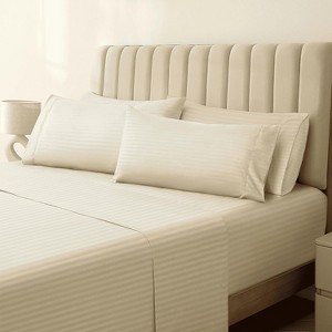 LuxClub 4-7 PC Microfiber Striped Performance Sheet Set, Soft Cooling Eco-Friendly Bed Sheets with 18in Deep Pockets - 1 of 4