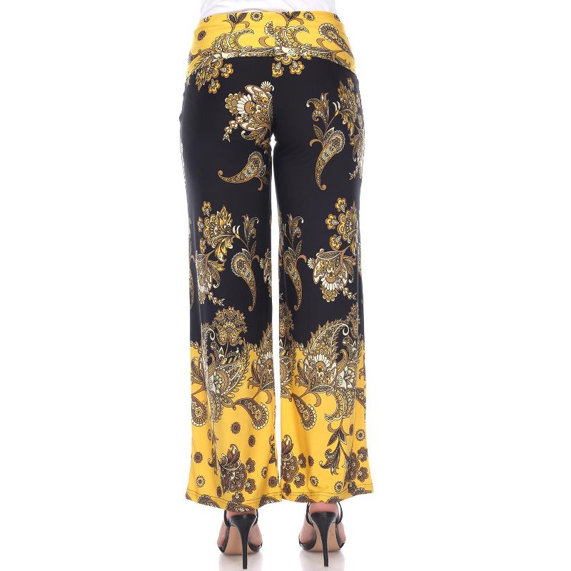 Women's Floral Paisley Printed Palazzo Pants - White Mark, 3 of 4