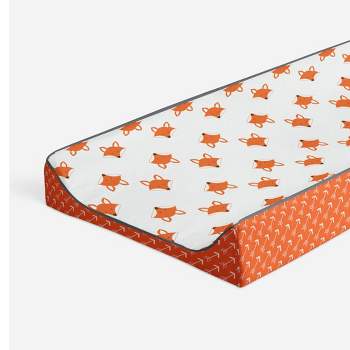 Bacati - Playful Fox Quilted Changing Pad Cover -Orange Arrows in Gussett
