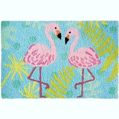 Jellybean Flamingo Friends Coastal Indoor/Outdoor Machine Washable 20" X 30" Accent Rug