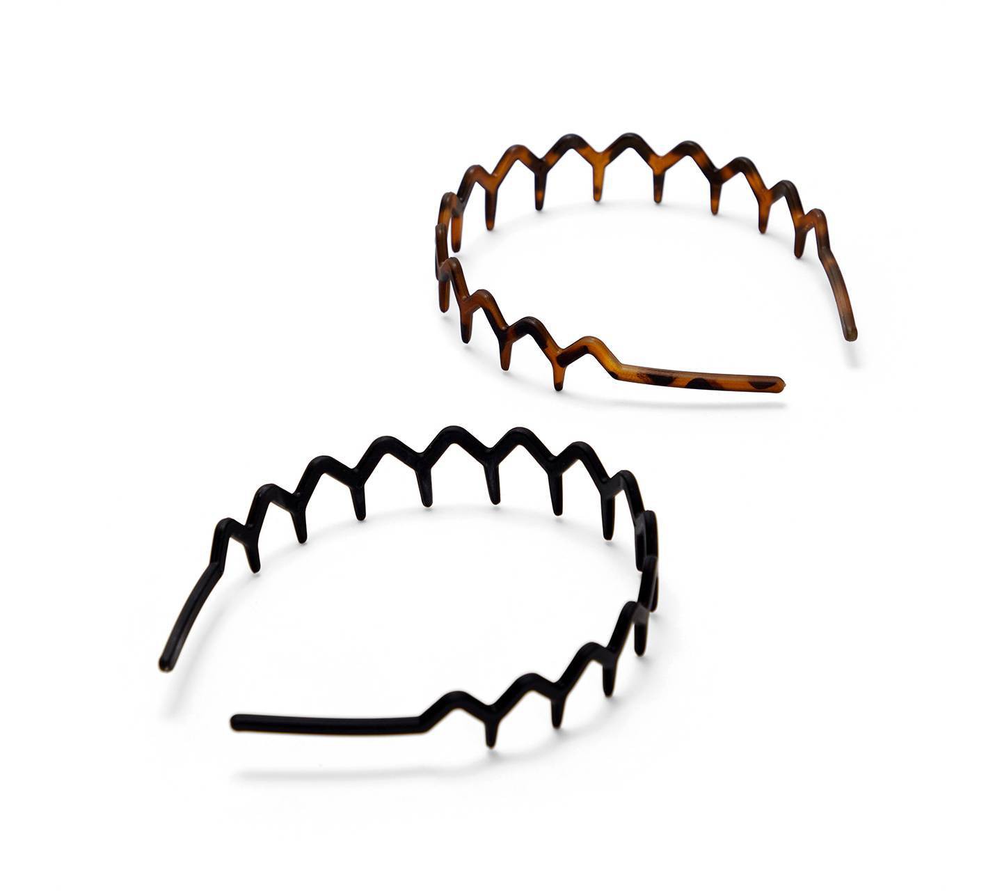 Аксессуары для волос Kitsch Rabs Zig Zag Recycled Headband - Black/Tortoise - 2pk, цвет: Чёрный — фото 2