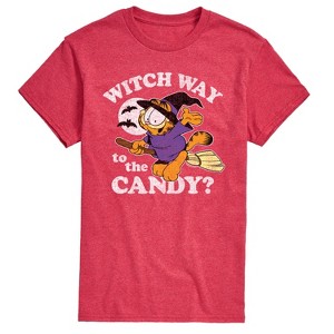 Men's - Garfield - Halloween Witch Way To The Candy Short Sleeve Graphic T-Shirt - 1 of 4