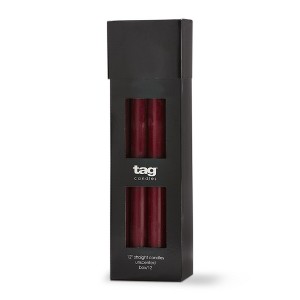 TAG Color Studio 12" Straight Taper Unscented Smokeless Paraffin Wax Candle Wine Burn Time 12 hrs. Set 12 - 1 of 2