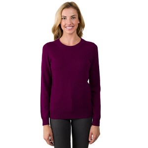 JENNIE LIU Women's 100% Pure Cashmere Long Sleeve Crew Neck Pullover Sweater - 1 of 4
