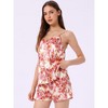 cheibear Women's Sleeveless Cami Shirt with Shorts Satin Nightwear Sleepwear Pajama Sets - 2 of 4