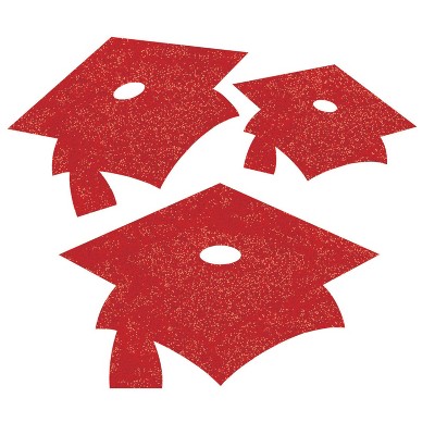 36ct Mortarboard Graduation Cutouts Red