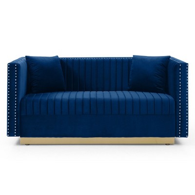 NicBex 61.4 Inch Loveseat Sofa with Nailhead Trim Modern Velvet 2 Seater Couch with 2 Pillows for Living Room,Apartment