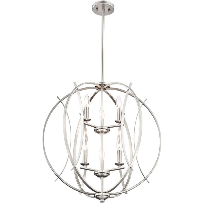Possini Euro Design Spherical Brushed Nickel Large Chandelier 24" Wide Modern 6-Light Fixture for Dining Room House Foyer Kitchen Island Entryway Home, 6 of 11