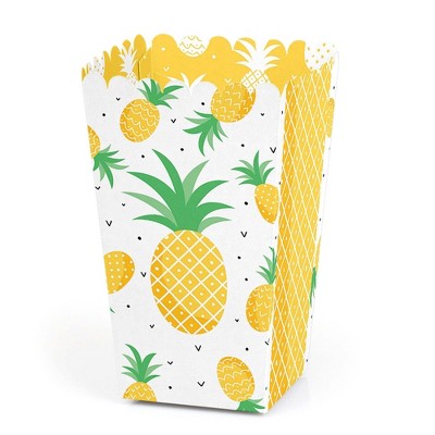 Big Dot of Happiness Tropical Pineapple - Summer Party Favor Popcorn Treat Boxes - Set of 12