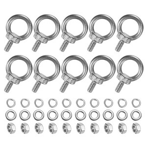 Unique Bargains Stainless Steel Durable Rust-Resistant Eyebolts with Nuts Washers Male Screw for Fastening 10 Pcs - 1 of 4