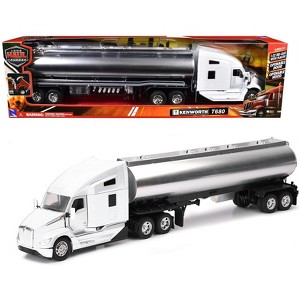 Kenworth T680 Truck White with Oil Tanker Trailer Chrome "Long Haul Trucker" Series 1/32 Die Cast Model by New Ray - 1 of 3