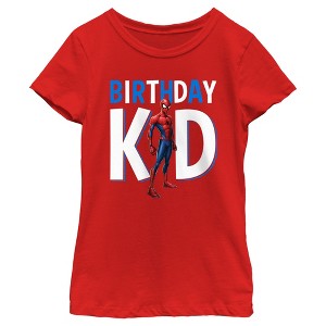 Girl's Spider-Man Birthday Kid Superhero T-Shirt - 1 of 4