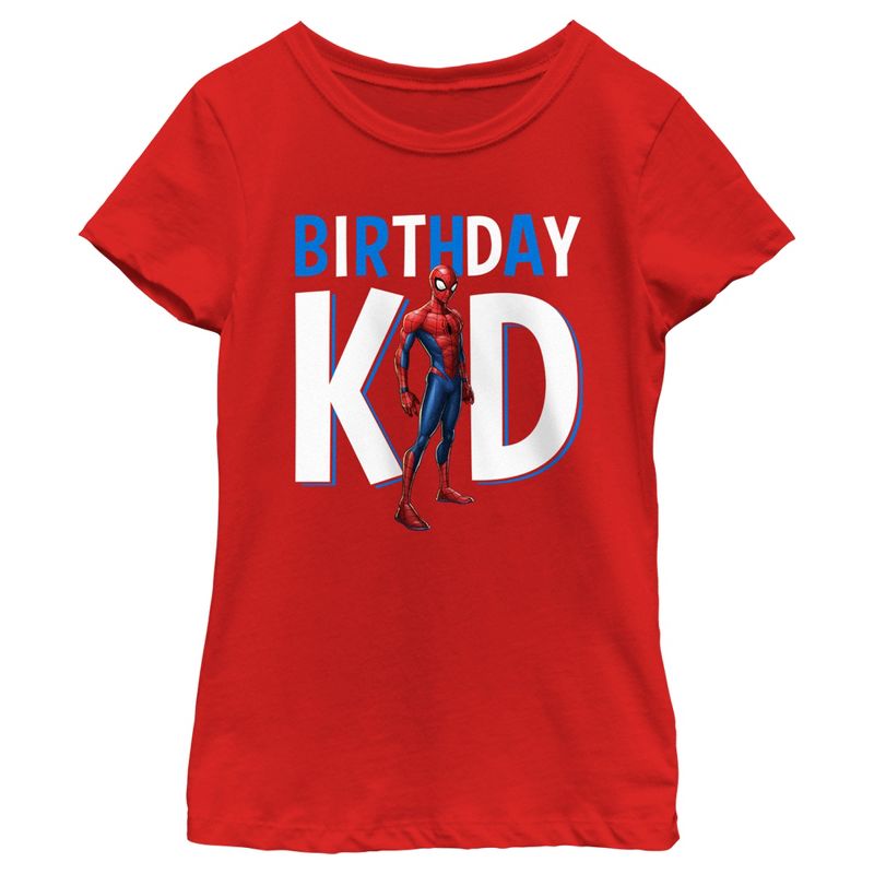 Girl's Spider-Man Birthday Kid Superhero T-Shirt, 1 of 6