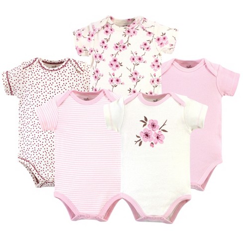 Touched By Nature Baby Girl Organic Cotton Bodysuits 5pk, Cherry ...
