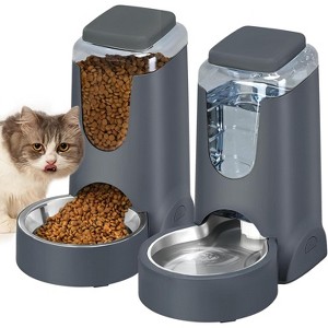 Automatic Pet Feeder and Water Dispenser Set, for Small Medium Dogs, Cats, Puppies, Kittens - 1 of 4