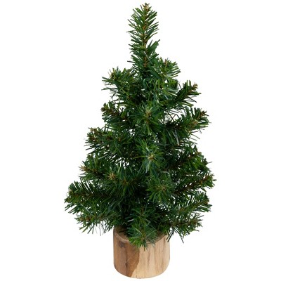 Northlight 0.8 Ft Alpine Medium Artificial Christmas Tree With Wooden ...