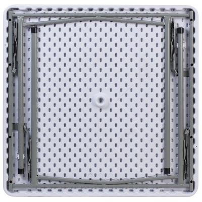 Granite White Square Plastic Folding Table with Gray Metal Frame