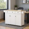 FurnitureR Mobile Kitchen Island Cart with Folding Drop Leaf, 45.3" Wide Kitchen Storage Cabinet on Wheels, Rolling Space-Saving Prep Table, White - 2 of 4