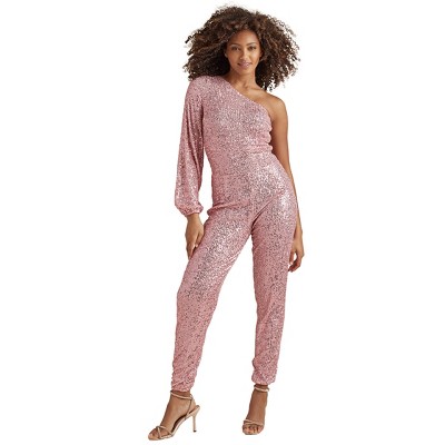 VENUS Womens Sequin One-Shoulder Jumpsuit