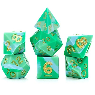 Gate Keeper Games Indominable Anti-Stress Dice 7pc RPG Set - Green Swirled RPG