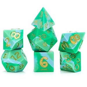 Gate Keeper Games Indominable Anti-Stress Dice 7pc RPG Set - Green Swirled RPG - 1 of 4