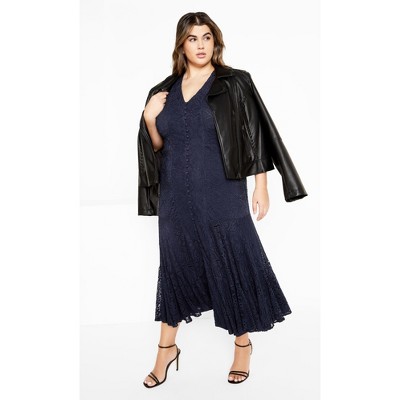 Women's Plus Size Lace Christa Dress - navy | CITY CHIC