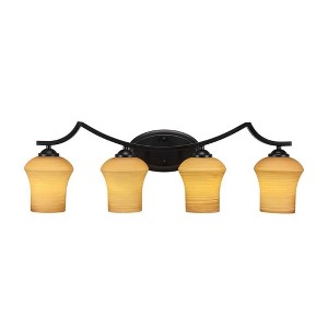 Toltec Lighting Zilo 4 - Light Vanity in  Matte Black with 5.5" Zilo Cayenne Linen  Shade - 1 of 1