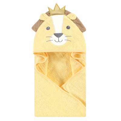 Hudson Baby Infant Boy Cotton Animal Face Hooded Towel, King Lion, One Size