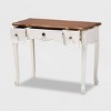 Sophie Small 3 Drawer Console Table: Carved Detail, Brass Knobs - Baxton Studio - 2 of 4